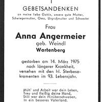 Sterbebild Angermeier Anna