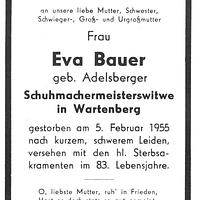 Sterbebild Bauer Eva