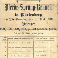 Plakat zum Pferderennen 1909